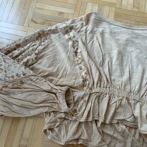 Floral Beige Long Sleeve Top